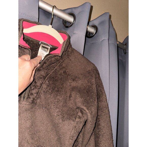 The North Face Mossbud Acadia Fleece Pullover 1/4 Zip Sherpa Sweater xs Brown - Picture 2 of 3